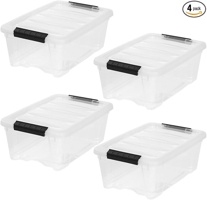 Sheds Depot 4-Pack 13 Quart Storage Bins with Lids, Clear