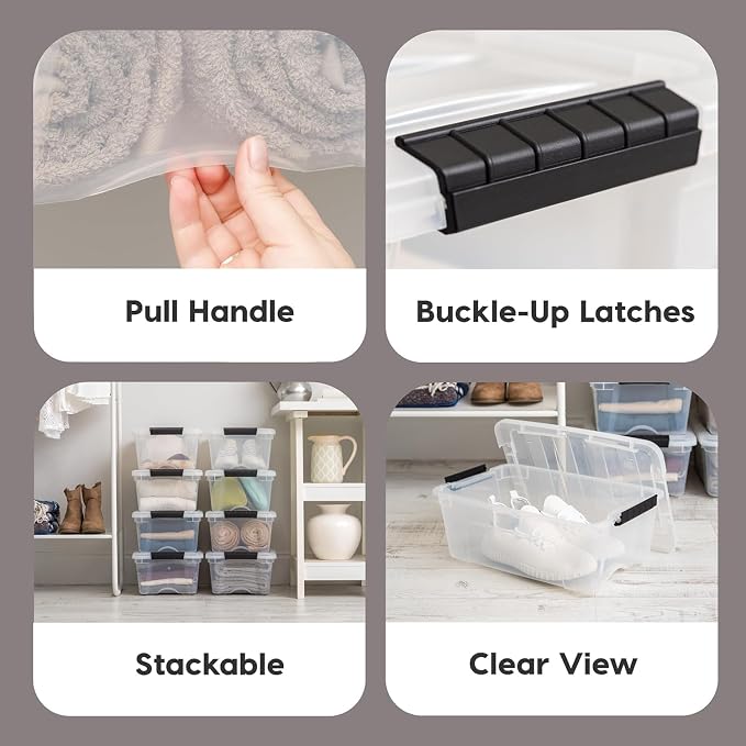Sheds Depot 4-Pack 13 Quart Storage Bins with Lids, Clear