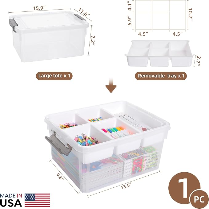 Sheds Depot Clear Craft Organizers and Storage Box with Removable Tray