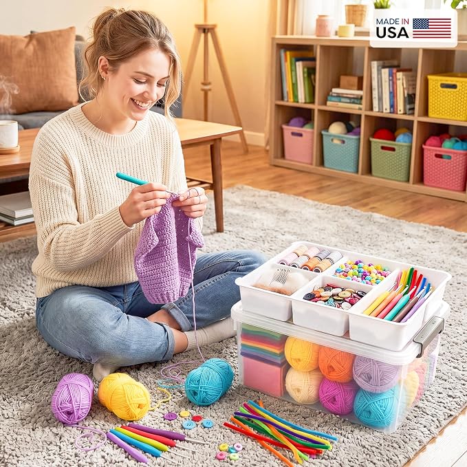 Sheds Depot Clear Craft Organizers and Storage Box with Removable Tray